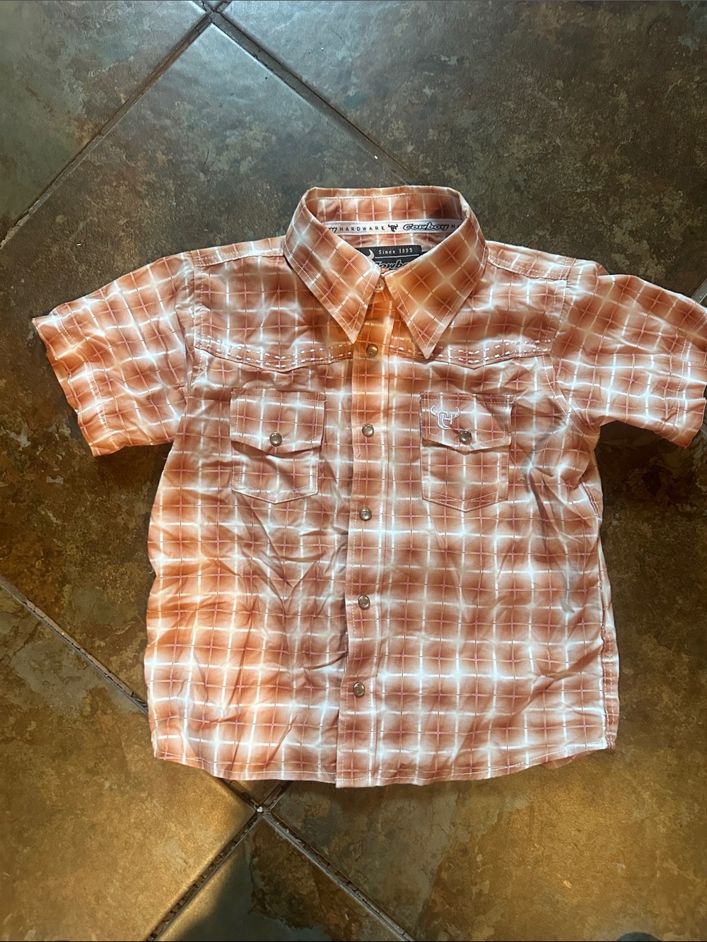 Cowboy Hardware Burnt Orange Short Sleeve Button Up Shirt